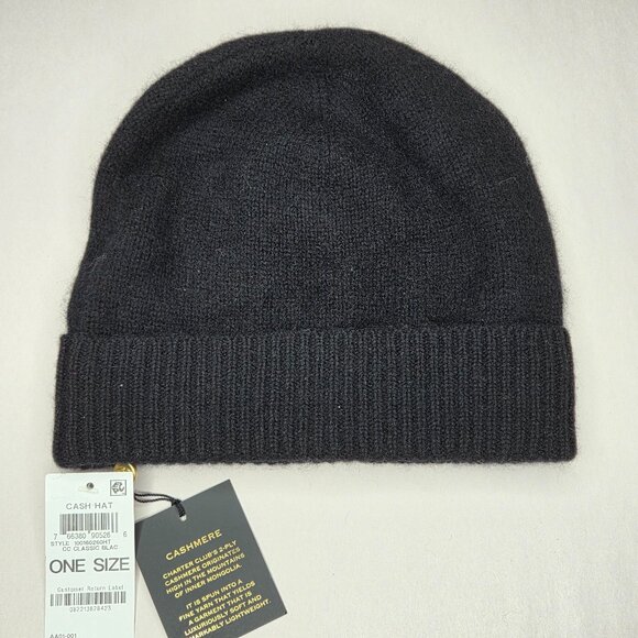 NWT Charter Club Women's Neutral Black Cashmere Hat OS